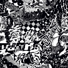 Picture of Black and white seamless pattern graffiti sticker bombing